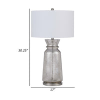 34 Inch Table Lamp Set of 2, White Shade, Glass Vase Shape and Metal Base - BM313398