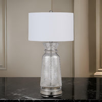 34 Inch Table Lamp Set of 2, White Shade, Glass Vase Shape and Metal Base - BM313398