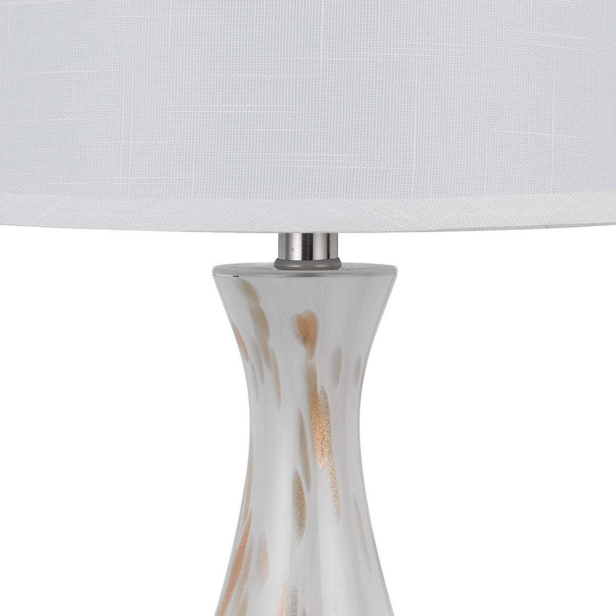 28 Inch Table Lamp Set of 2, White Shade, Elegant Curved Glass, Metal Base - BM313399