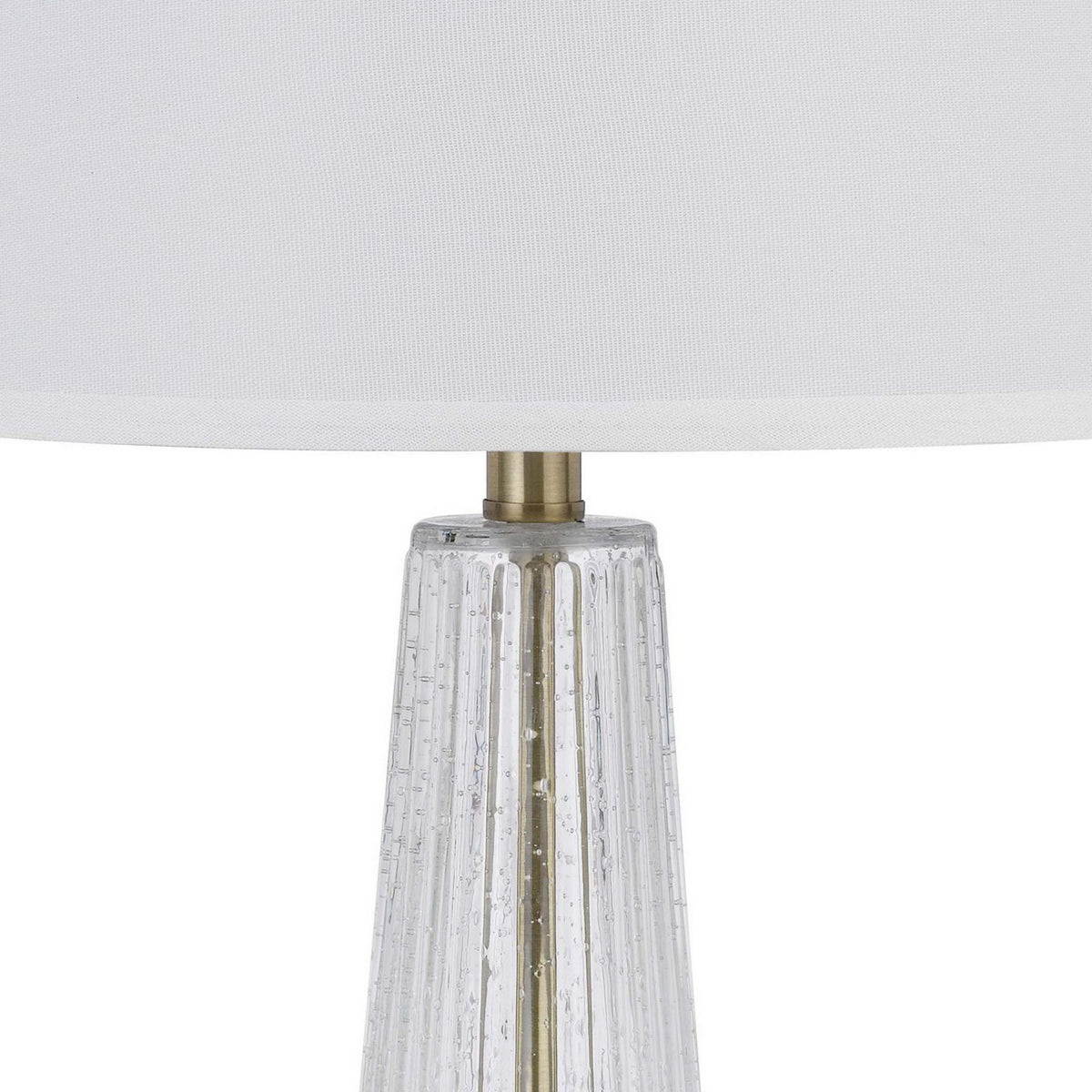 31 Inch Table Lamp Set of 2, White Shade, Tapered Glass Body, Metal Base - BM313400