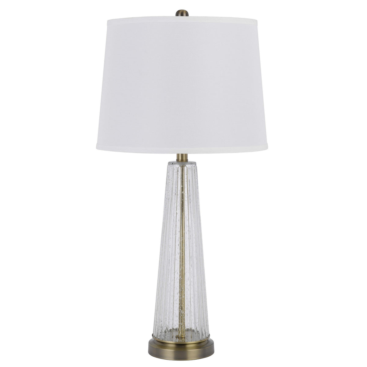 31 Inch Table Lamp Set of 2, White Shade, Tapered Glass Body, Metal Base - BM313400