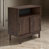 Calso 32 Inch Accent Sideboard Cabinet, 2 Sliding Doors, Brown Walnut Wood - BM313403