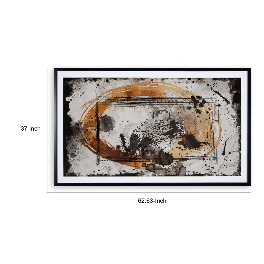 37 x 63 Inch Wall Art Decor, Framed Acrylic, Modern Abstract Black, Brown - BM313404