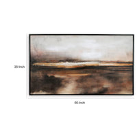 35 x 60 Inch Wall Art, Hand Painted Abstract Landscape, Black Brown Finish - BM313405