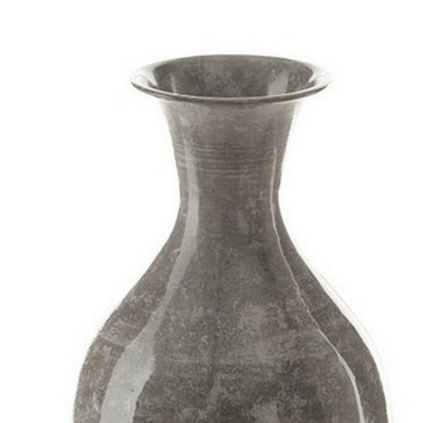 Rock 16 Inch Vintage Flower Vase, Home Decor, Antique Gray Metal Finish - BM313406
