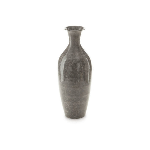 Rock 16 Inch Vintage Flower Vase, Home Decor, Antique Gray Metal Finish - BM313406