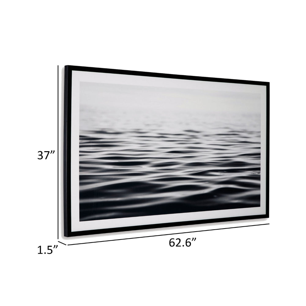 37 x 63 Wall Art Decor, Waterscape, Wrapped Canvas, D Ring, Black, White  - BM313414