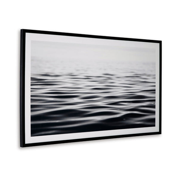 37 x 63 Wall Art Decor, Waterscape, Wrapped Canvas, D Ring, Black, White  - BM313414