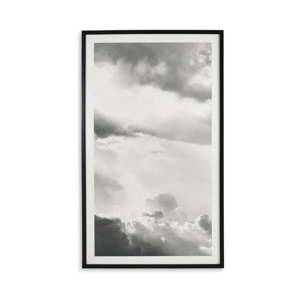 37 x 63 Wall Art Decor, Cloudy Sky, Wrapped Canvas, D Ring, Black, White  - BM313416