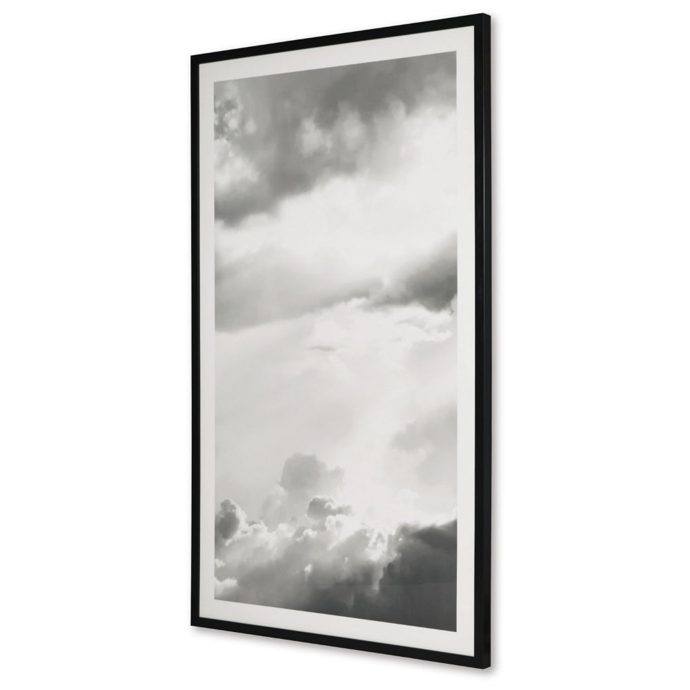 37 x 63 Wall Art Decor, Cloudy Sky, Wrapped Canvas, D Ring, Black, White  - BM313416