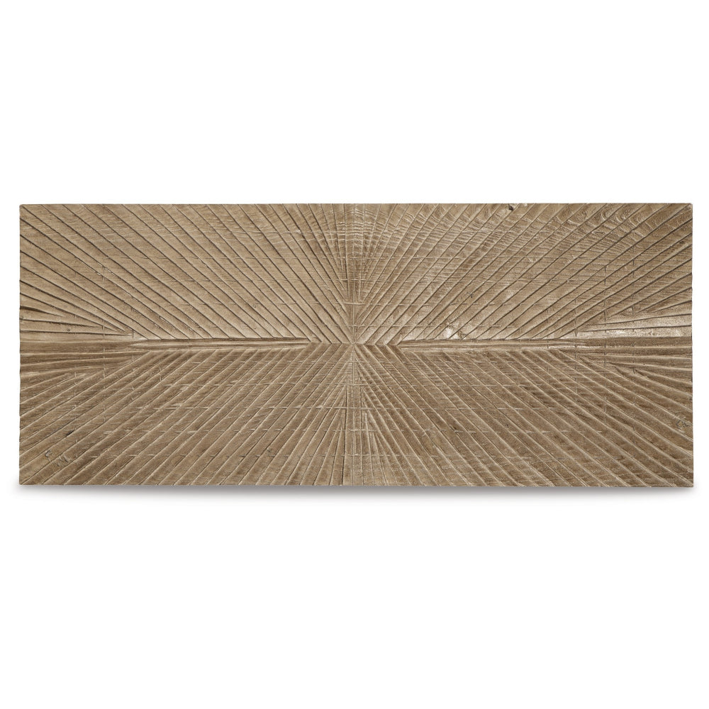 Ernest 20 x 48 Wall Decor, Carved Sunburst Design, Wood Panel, Brown Finish - BM313417