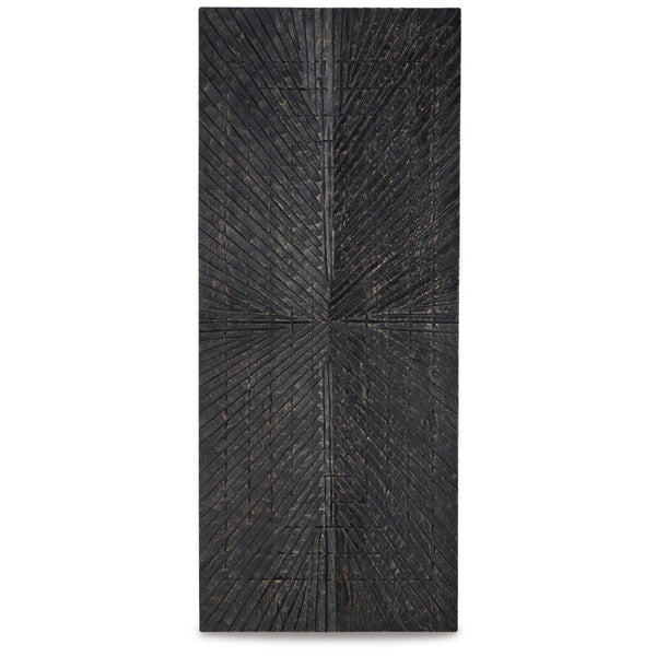 Ernest 20 x 48 Wall Decor, Carved Sunburst Design, Wood Panel, Black Finish - BM313418