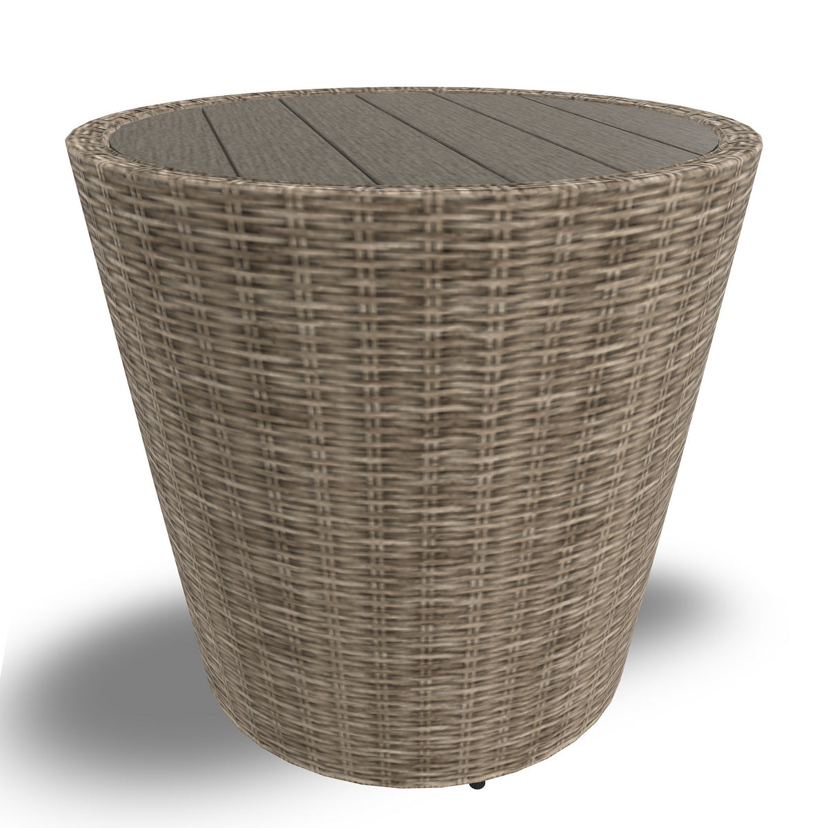 22 Inch Outdoor End Table, Round Shape, Handwoven Resin Wicker, Beige Brown - BM313427