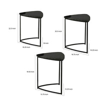 Set of 3 Nesting Accent Tables, Triangular, Marble Top, Metal Base, Black - BM313462