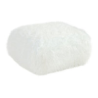 Ammy 27 Inch Square Ottoman, Foam, Modern Soft White Faux Fur Upholstery - BM313475