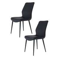 Rura 25 Inch Dining Chair Set of 2, Diamond Quilted Black Faux Leather - BM313480