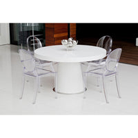 Nili Set of 4 Dining Armchairs, Oval Shape Back, Molded Seat, Clear Finish - BM313493