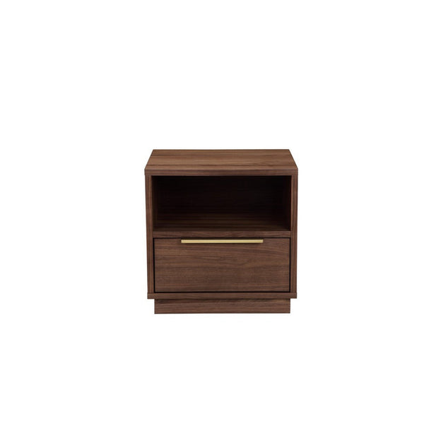 Tommy 18 Inch Nightstand, 1 Drawer with Handle, 1 Storage Cubby, Brown Gold - BM313495