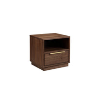 Tommy 18 Inch Nightstand, 1 Drawer with Handle, 1 Storage Cubby, Brown Gold - BM313495