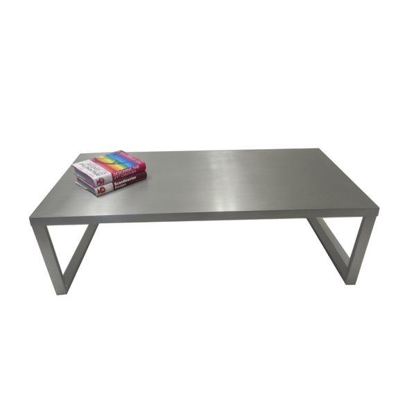 Tani 47 Inch Coffee Table, Rectangular, Modern Brushed Chrome Metal Frame - BM313499
