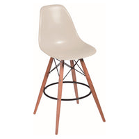 30 Inch Barstool Chair Set of 2, Rounded Silhouette, Brown Wood Legs - BM313501