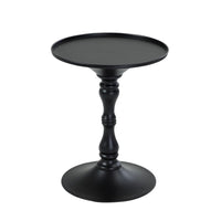 Wowi 23 Inch Side End Table, Round Hourglass Turned Base, Black Finish - BM313502