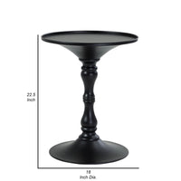 Wowi 23 Inch Side End Table, Round Hourglass Turned Base, Black Finish - BM313502