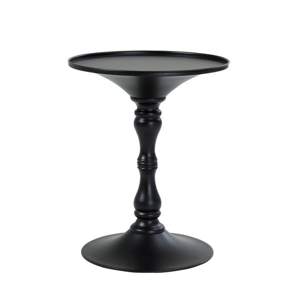 Wowi 23 Inch Side End Table, Round Hourglass Turned Base, Black Finish - BM313502