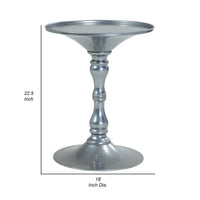 Wowi 23 Inch Side End Table, Round Hourglass Turned Base, Silver Finish - BM313503