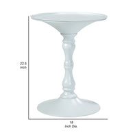 Wowi 23 Inch Side End Table, Round Hourglass Turned Base, White Finish - BM313504