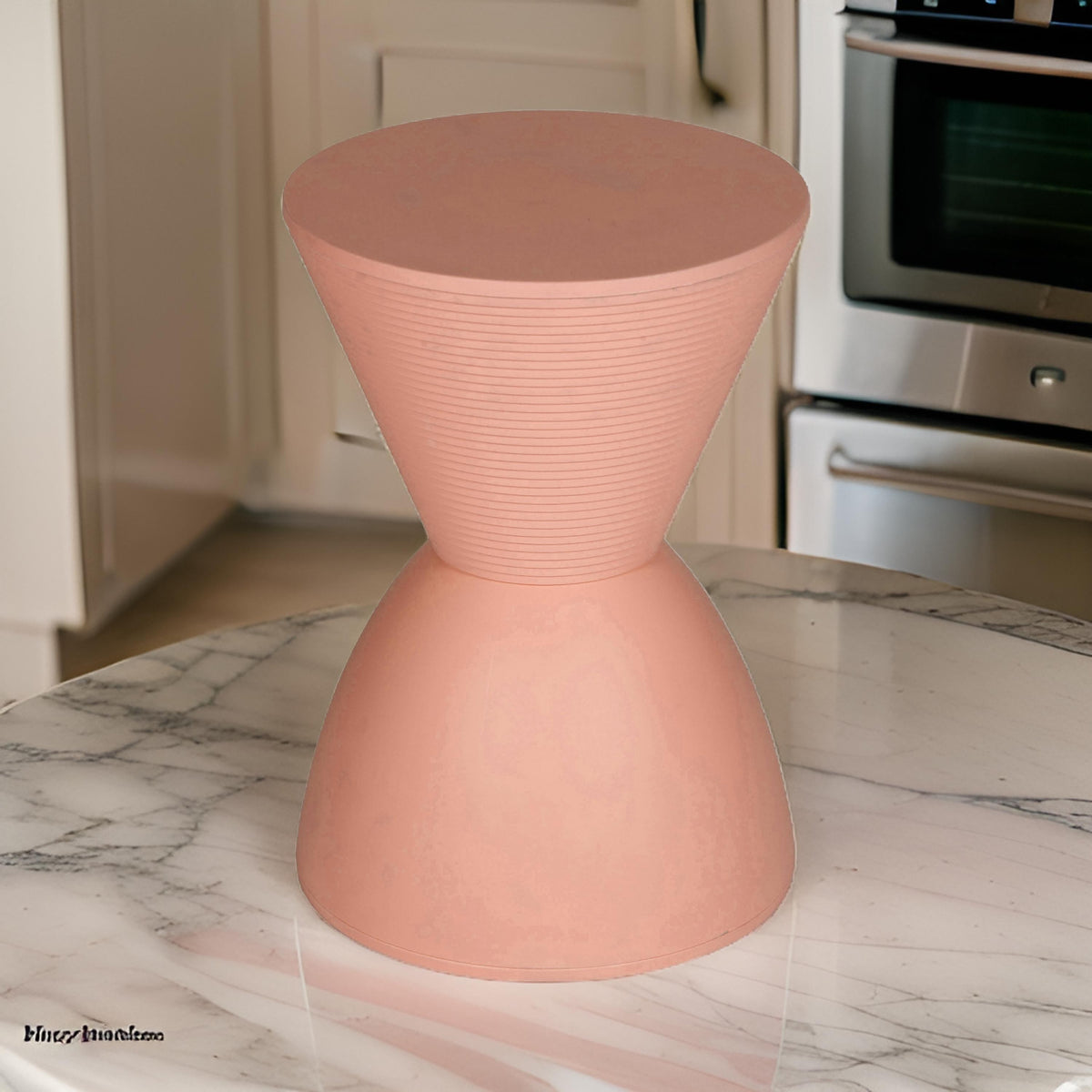 Niya 17 Inch Side End Table, Round Top, Pedestal Base, Indoor Outdoor, Pink - BM313506