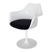 Sufi 27 Inch Swivel Dining Armchair, Unique Artisan Shape, White Round Base - BM313508