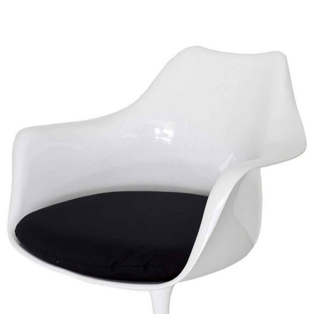 Sufi 27 Inch Swivel Dining Armchair, Unique Artisan Shape, White Round Base - BM313508