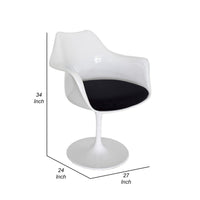 Sufi 27 Inch Swivel Dining Armchair, Unique Artisan Shape, White Round Base - BM313508