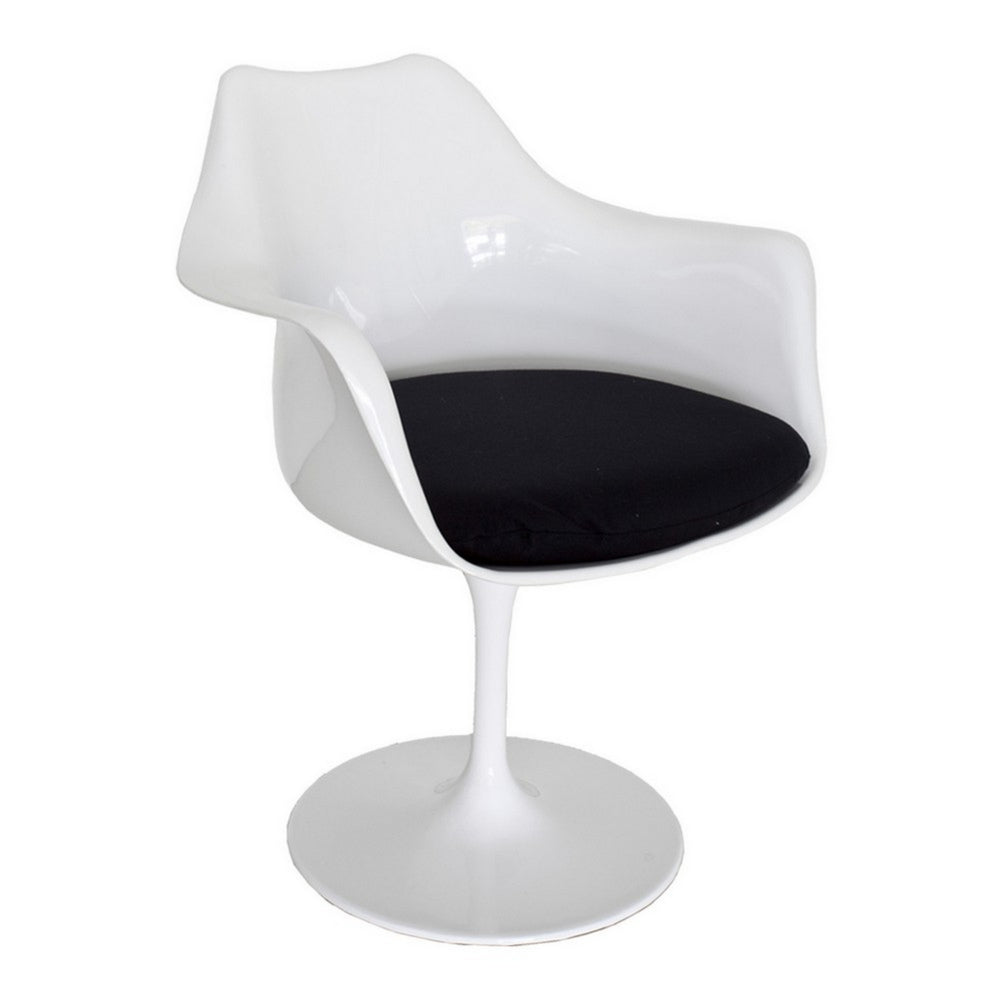 Sufi 27 Inch Swivel Dining Armchair, Unique Artisan Shape, White Round Base - BM313508