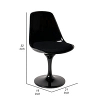 Sufi 21 Inch Swivel Dining Chair, Tall Back, Saddle Seat Cushion, Black - BM313509