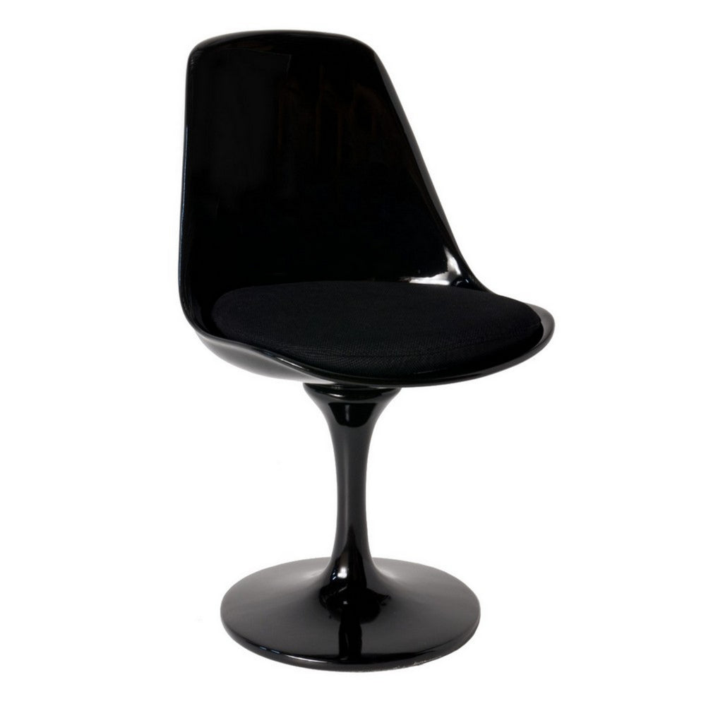 Sufi 21 Inch Swivel Dining Chair, Tall Back, Saddle Seat Cushion, Black - BM313509