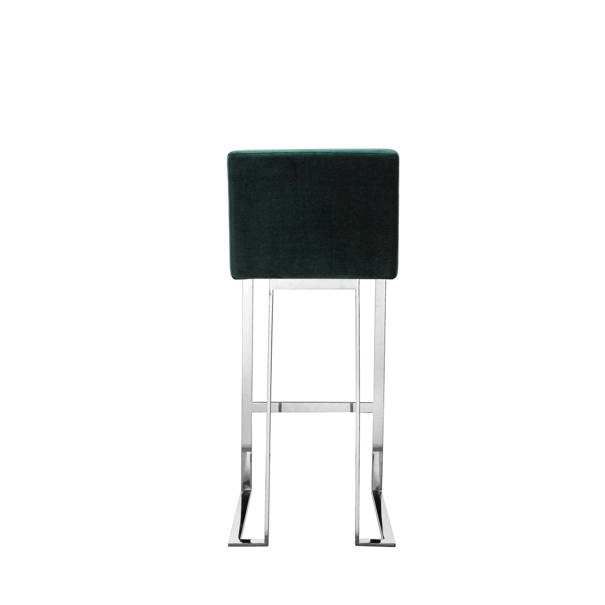 Boly 30 Inch Barstool Chair, Green Velvet Cushion, Silver Cantilever Base
 - BM313513