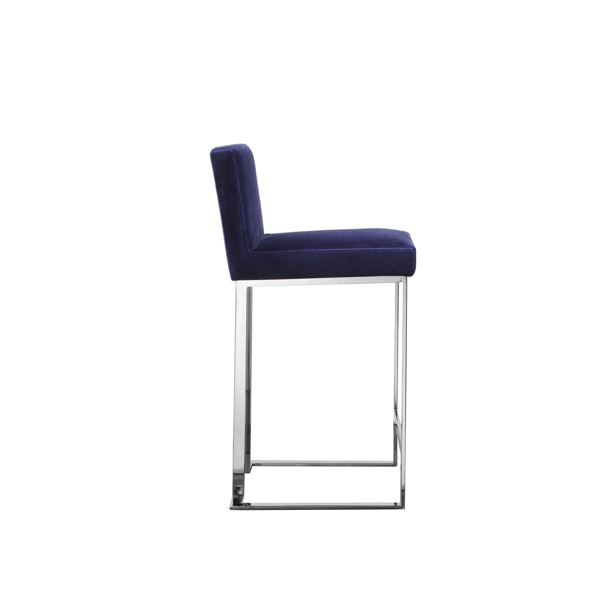 Boly 26 Inch Counter Stool Chair, Blue Velvet, Silver Cantilever Base
 - BM313516