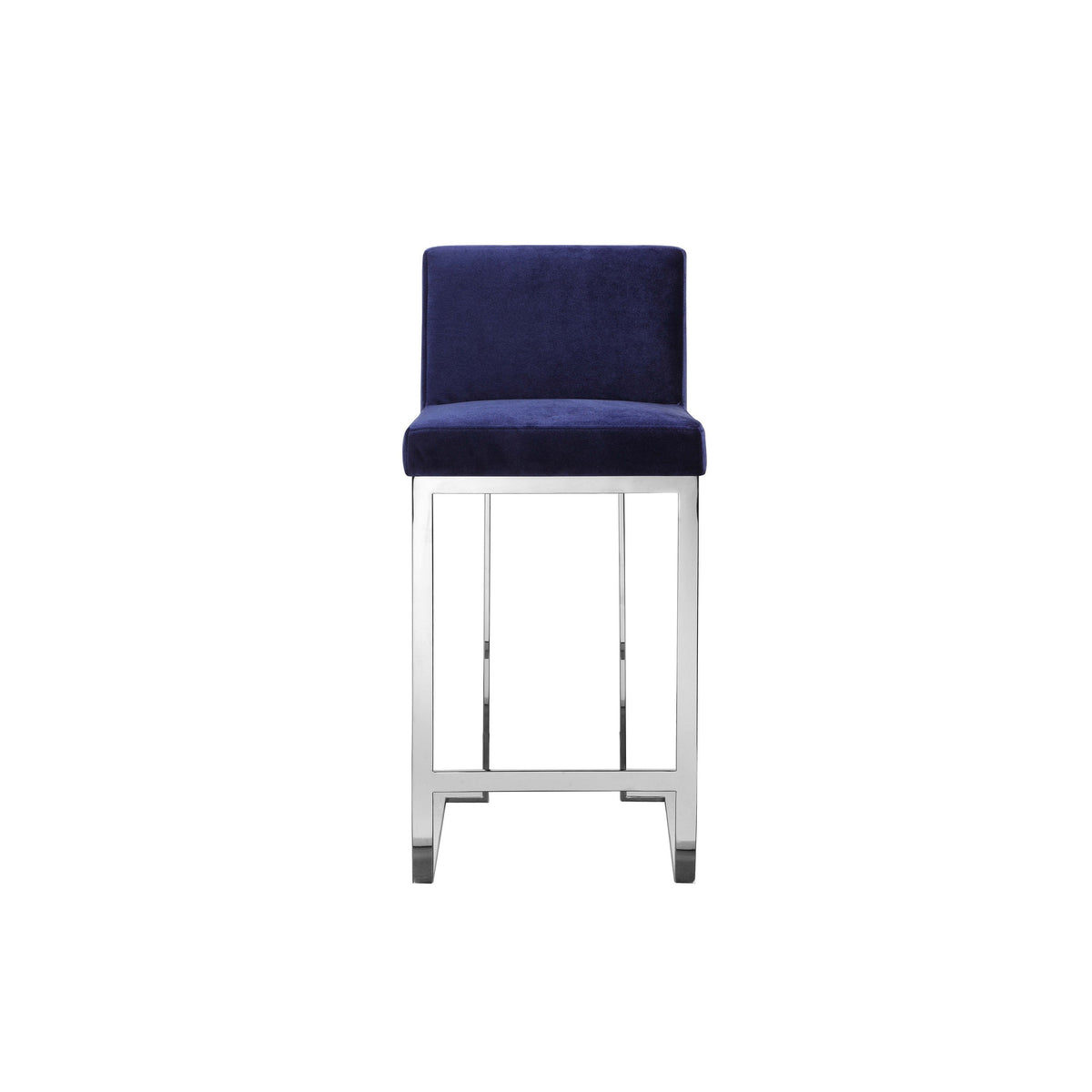 Boly 26 Inch Counter Stool Chair, Blue Velvet, Silver Cantilever Base
 - BM313516