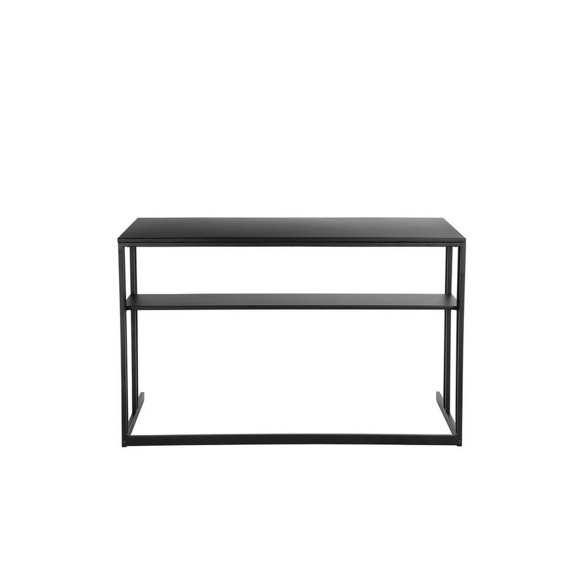 Femi 47 Inch Office Desk with Shelf, Open Steel Base, Modern Black Finish - BM313528