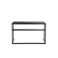 Femi 47 Inch Office Desk with Shelf, Open Steel Base, Modern Black Finish - BM313528