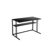 Femi 47 Inch Office Desk with Shelf, Open Steel Base, Modern Black Finish - BM313528