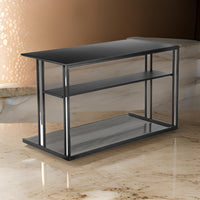 Femi 47 Inch Office Desk with Shelf, Open Steel Base, Modern Black Finish - BM313528