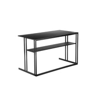 Femi 47 Inch Office Desk with Shelf, Open Steel Base, Modern Black Finish - BM313528