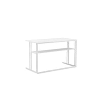 Femi 47 Inch Office Desk with Shelf, Open Steel Base, Modern White Finish - BM313529