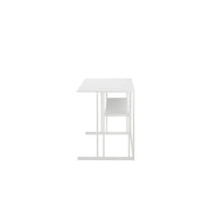 Femi 47 Inch Office Desk with Shelf, Open Steel Base, Modern White Finish - BM313529