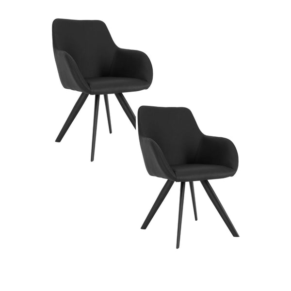 Simha 24 Inch Set of 2 Dining Armchairs, Foam, Modern Black Faux Leather - BM313533