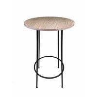 Neni 42 Inch Bar Table, Round Natural Brown Wood Top, Modern Black Metal - BM313537