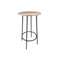 Neni 42 Inch Bar Table, Round Natural Brown Wood Top, Modern Black Metal - BM313537